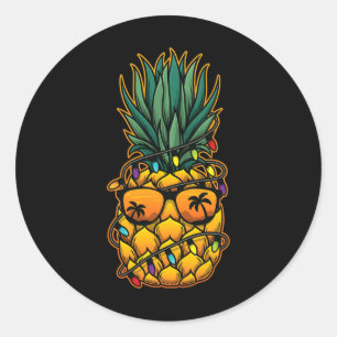 Sticker Rond Drôle de Pineapple Noël en Juillet Femmes Hommes