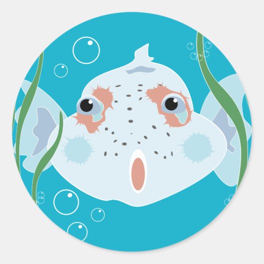 Sticker Rond Drôle de Poisson (Devant)