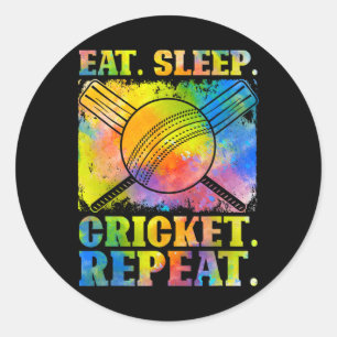 Sticker Rond Drôle de répétition de cricket Sports de terrain p