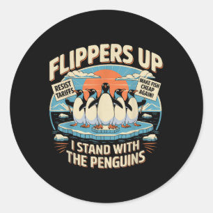 Sticker Rond Drôle de résister aux pingouins protestation contr