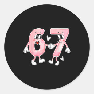 Sticker Rond Drôle de Saint-Valentin 6 7 Six Sept Mème Saint-Va