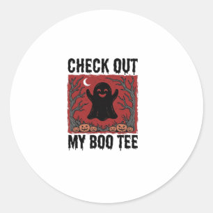 Sticker Rond Drôle de tee-shirt fantôme de Halloween vintage ve