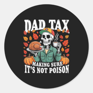Sticker Rond Drôle de Thanksgiving Papa Taxe Squelette Dinde Jo