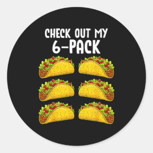 Sticker Rond Drôle de vérification de mon pack de 6 tacos gym f