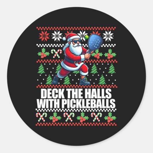 Sticker Rond Drôle Deck Les Halls Mal Sweater Pickle (Devant)