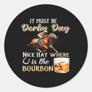 Sticker Rond Drôle Derby Day Nice Casquette Bourbon Où Horse Ra