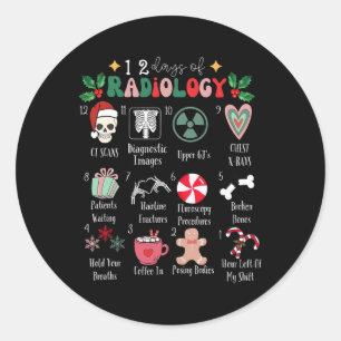 Sticker Rond Drôle des 12 jours de radiologie Noël rayonner Xra