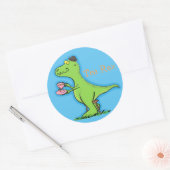 Sticker Rond Drôle dessin animé de dinosaure T rex (Enveloppe)
