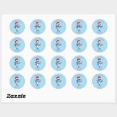 Sticker Rond Drôle dessin animé de requin de Noël (Feuille)