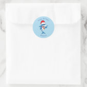Sticker Rond Drôle dessin animé de requin de Noël (Sac)
