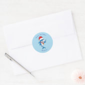 Sticker Rond Drôle dessin animé de requin de Noël (Enveloppe)