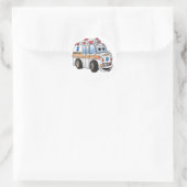 Sticker Rond Drôle dessin d'ambulance (Sac)