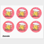 Sticker Rond Drôle dessin | Funny Kitty Chef (Feuille)