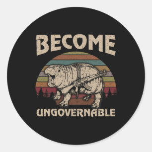 Sticker Rond Drôle Devenir ingouvernable Moo Deng Cute Ba