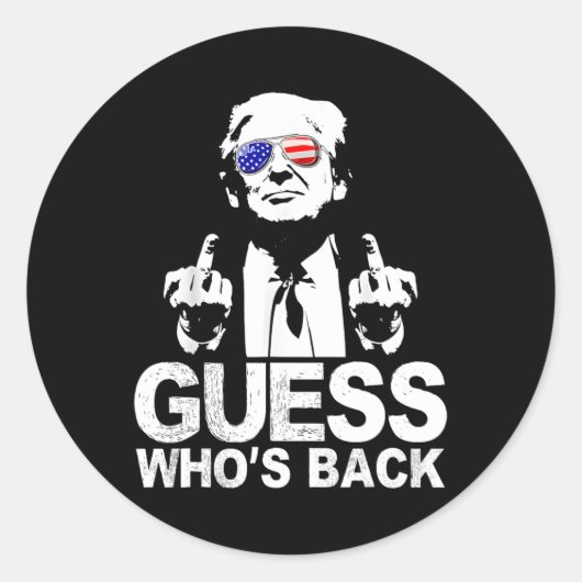 Sticker Rond Drôle Devinez qui est derrière le président Donald (Devant)