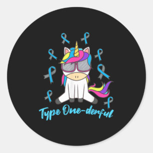 Sticker Rond Drôle Diabétique Unicorne Type Drôle 1 Diab