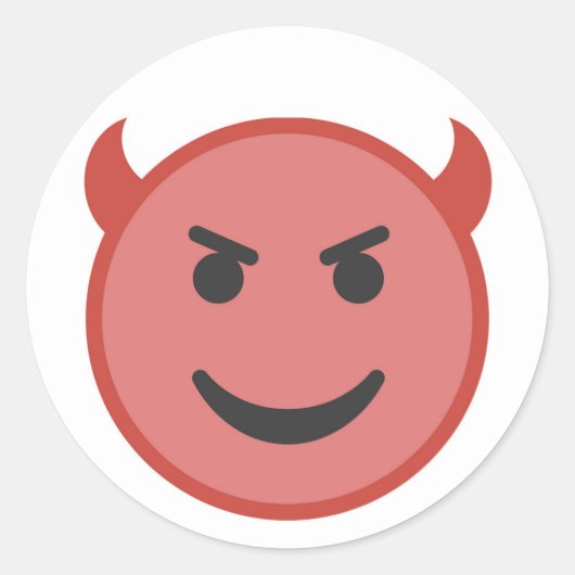 Sticker Rond Drôle Diable Emoji Smile Rouge (Devant)
