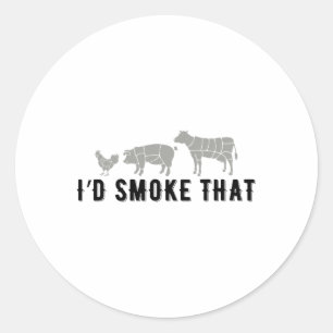 Sticker Rond Drôle Dit Que Je Fumerais Ce Bbq Joke Party Amusan