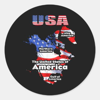 Sticker Rond Drôle Donald Trump Drapeau américain Canada Groenl