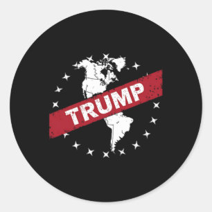 Sticker Rond Drôle Donald Trump Drapeau américain Canada Groenl