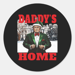 Sticker Rond Drôle Donald Trump Maison de papa Maison Blanche C