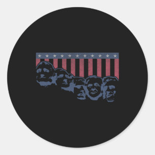 Sticker Rond Drôle Donald Trump Mount Rushmore American Flag 4t