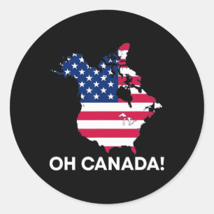 Sticker Rond Drôle Donald Trump Oh Canada 51e État États-Unis A