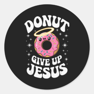 Sticker Rond Drôle Donut Chrétien Mignon Foi Humour Rétro Jésus