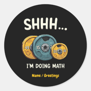 Sticker Rond Drôle Doy Math Poids Lifting entraînement