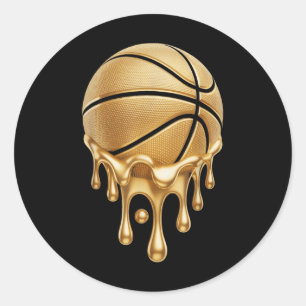 Sticker Rond Drôle Driny Gold Basketball Amateurs Drip Basketb
