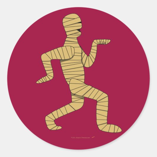 Sticker Rond Drôle Drôle Cartoon Égyptien Mummy Pyramides Perso (Devant)