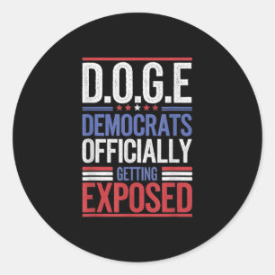 Sticker Rond Drôle Drôle D.o.g.e Doge Efficacité gouvernemental