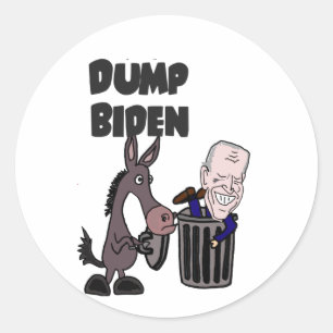 Sticker Rond Drôle Dump Joe Biden Cartoon