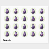 Sticker Rond Drôle Eggplant Cartoon Caractère Cute Vegetable (Feuille)