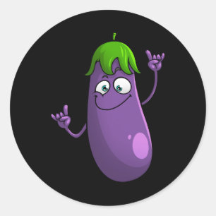 Sticker Rond Drôle Eggplant Designs Pour Hommes Femmes Fruit Ve