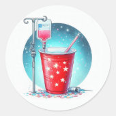 Sticker Rond Drôle "Elle va appeler les chaussures" Infirmière (Devant)