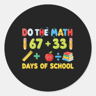 Sticker Rond Drôle équation mathématique de 100 jours d'école é