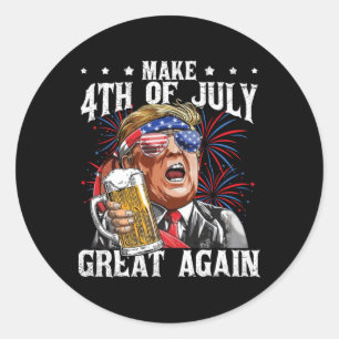 Sticker Rond Drôle équipe de bière à boire faire 4 juillet gran