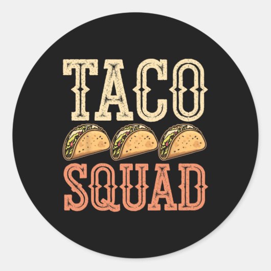 Sticker Rond Drôle Équipe Taco (Devant)