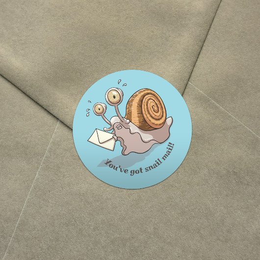 Sticker Rond Drôle escargot Vous avez un escargot Mail mignon d