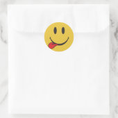 Sticker Rond Drôle et mignon Sticking hors langue Emoji (Sac)
