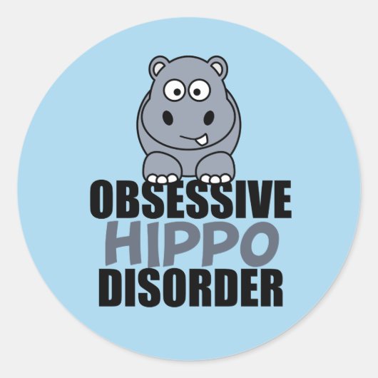 Sticker Rond Drôle et obsessionnel hippo trouble (Devant)