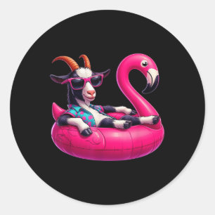 Sticker Rond Drôle été chèvre rose poule fête Hawaiian été