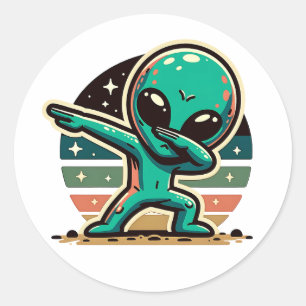 Sticker Rond Drôle Extraterrestrial Alien Dabbing