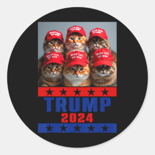Sticker Rond Drôle Faire Chats Sauver Encore Trump États-Unis P
