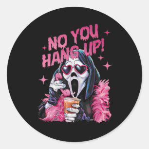 Sticker Rond Drôle Fantôme Appelant Halloween Non Vous Accroche