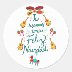 Sticker Rond Drôle feliz navidad