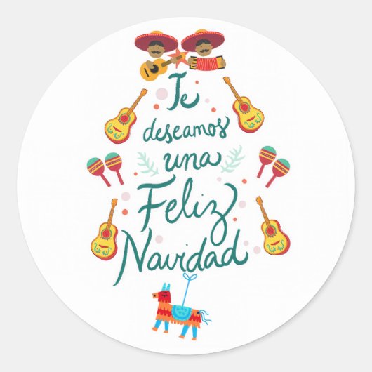 Sticker Rond Drôle feliz navidad (Devant)