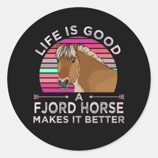 Sticker Rond Drôle Fjord Cheval Cadeau (Devant)