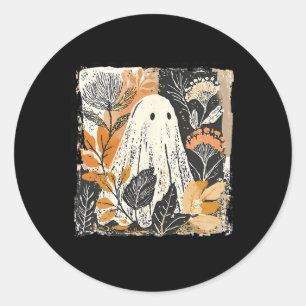 Sticker Rond Drôle Fleur sauvage Fantôme Saison Éffrayante Happ